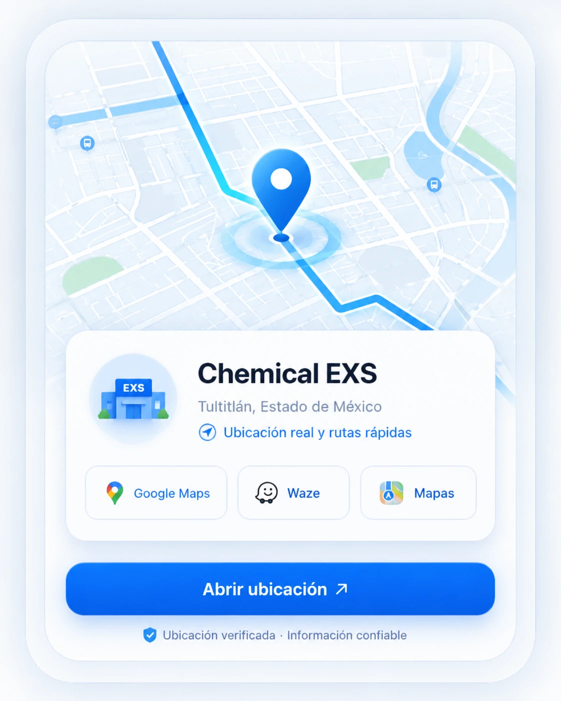 Ubicación verificada de Chemical EXS y opciones de ruta